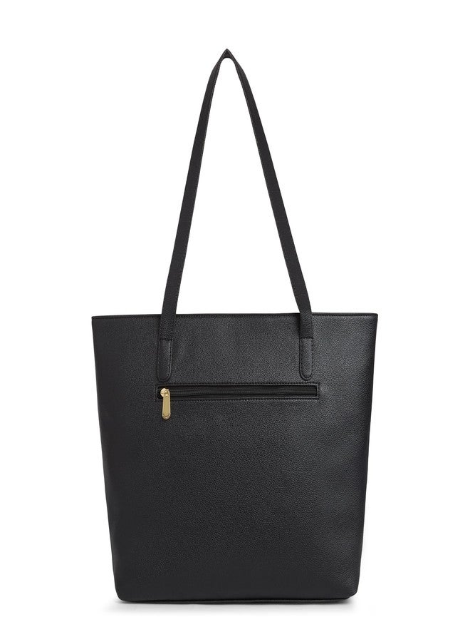 Caprese Tarry 15.6 Inch Laptop Compatible Large Tote Bag for Women | Stylish, Durable, and Spacious with Multiple Compartments, Back Zipper Pocket for Work, Travel, and Everyday Use (Black) - Image 5